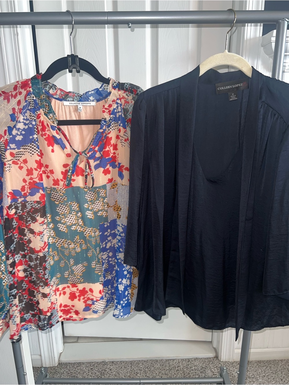 2 pack of blouses. Colleen Lopez Black Open-Front Women's Top